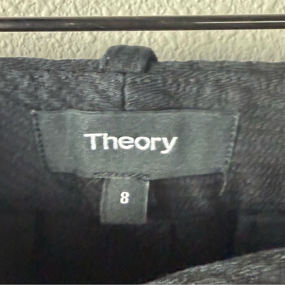 Theory Treeca 2 Slim Cropped Pant Black Knit Twill Textured Ribbed Trouser - Picture 6 of 11